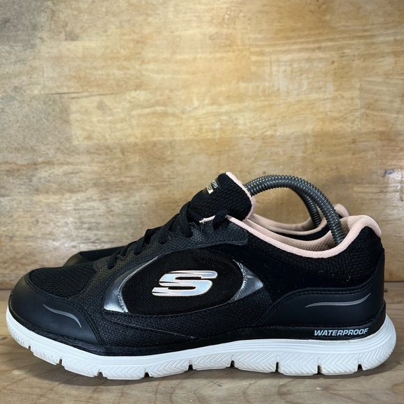 Skechers Flex Appeal 4.0 WATERPROOF Womens Size 10 Shoes Sneakers Black Peach - Picture 4 of 11